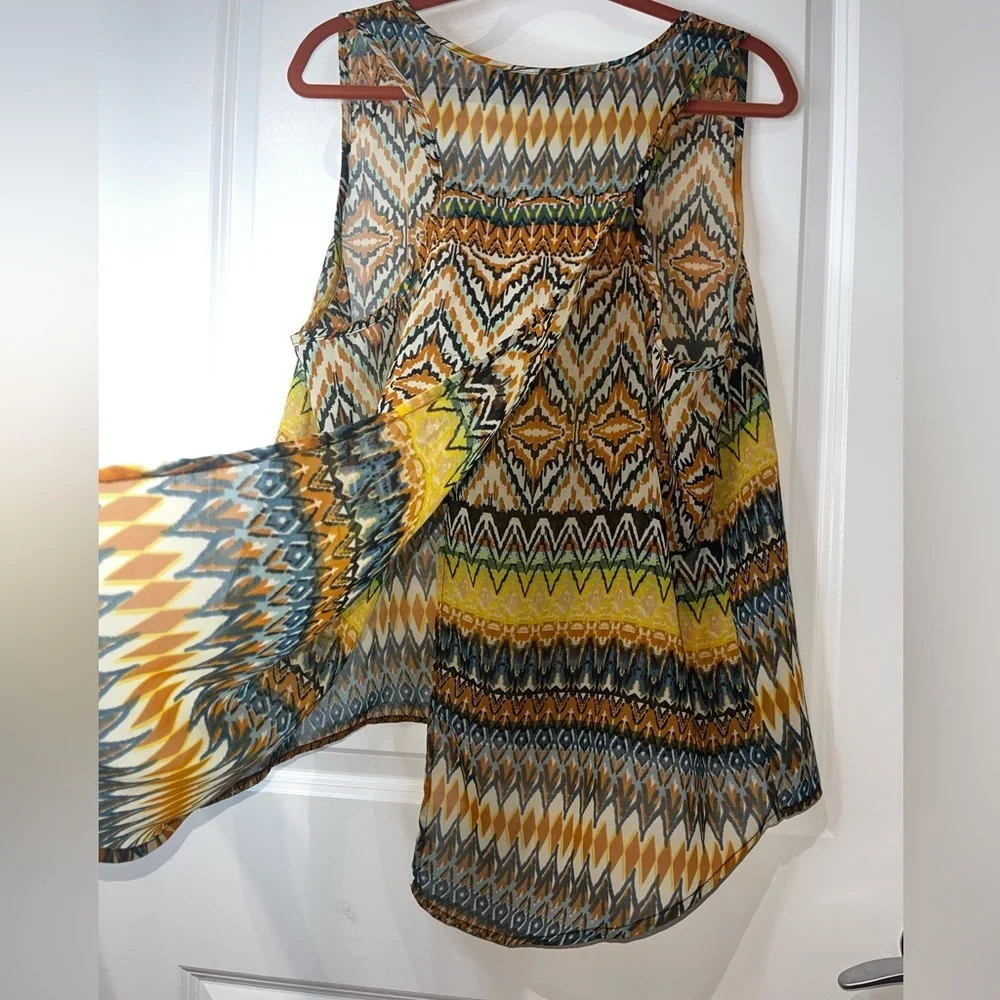 Mileage Plus Chevron Sleeveless High Low Split Back Top. Size 2X. EUC - Picture 5 of 5